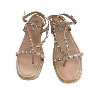 Steven being Steve Madden Studded Tan Sandals with ankle strap